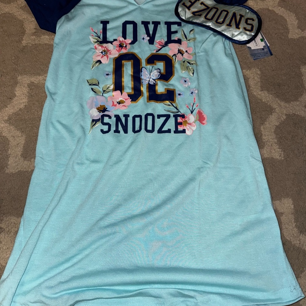 Blue Cozy Nightgown Pajamas Love to Snooze